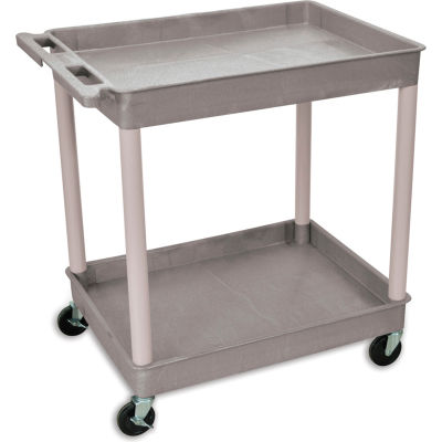 Luxor | H. Wilson Tray-Shelf Carts - 32"Wx24"D Shelf - 38-1/2"H - Gray