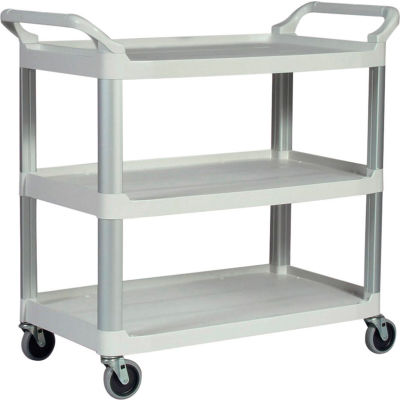 Rubbermaid® Xtra Service Cart, Aluminum Posts, 3 Shelf, 40-3/4"Lx20"W, White