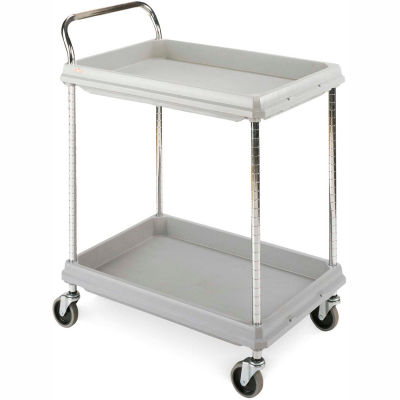 Metro Deep-Ledge Utility Cart With Chrome Posts, 2 Shelf, 32"Lx21-1/2"W, Light Gray