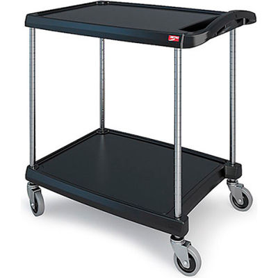 Metro myCart Utility Cart With Chrome Posts, 2 Shelf, 34-3/8"Lx23-7/16"W, Black