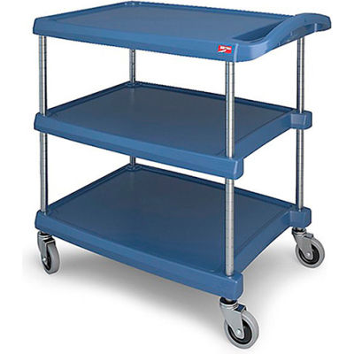 Metro myCart Utility Cart With Chrome Posts, 3 Shelf, 34-3/8"Lx23-7/16"W, Blue