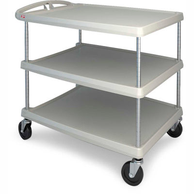 Metro myCart Utility Cart With Chrome Posts, 3 Shelf, 40-1/4"Lx27-11/16"W, Gray