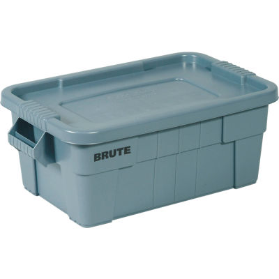 Rubbermaid 14 Gallon Brute Tote with Lid FG9S3000GRAY - 27-1/2 x 16-3/4 x 10-3/4 - Gray - Pkg Qty 6