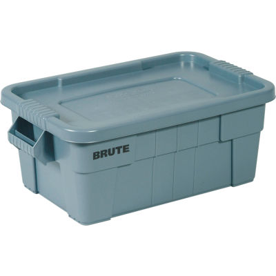 Rubbermaid 14 Gallon Brute Tote with Lid FG9S3000GRAY -  27-1/2 x 16-3/4 x 10-3/4  - Gray - Pkg Qty 6