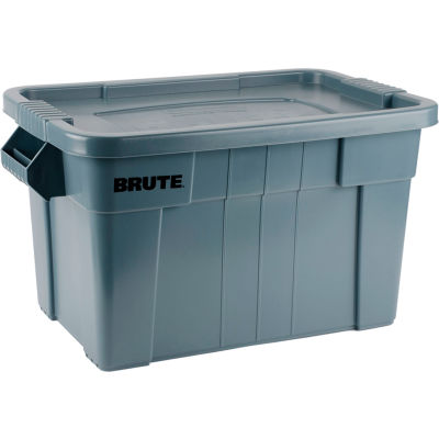 Rubbermaid 20 Gallon Brute Tote with Lid FG9S3100GRAY - 27-7/8 x 17-3/8 x 15-1/8 - Gray - Pkg Qty 6