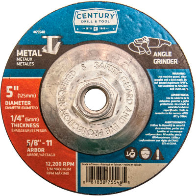 Century Drill 75548 Depressed Center Grinding Wheel 5" x 5/8-11" Type 27 Aluminum Oxide