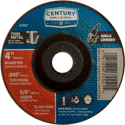 Century Drill 75551 Depressed Center Grinding Wheel 4" x 5/8" Type 27 Aluminum Oxide