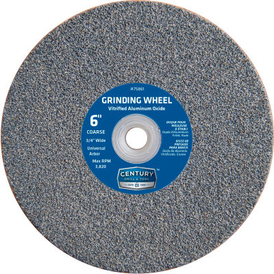 Century Drill 75861 Grinding Wheel 6" Dia. Universal Arbor 36 Grit Aluminum Oxide