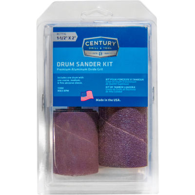 Century Drill Drum Sander 4pc Kit 2'' x 1-1/2" - 1/4" Shank