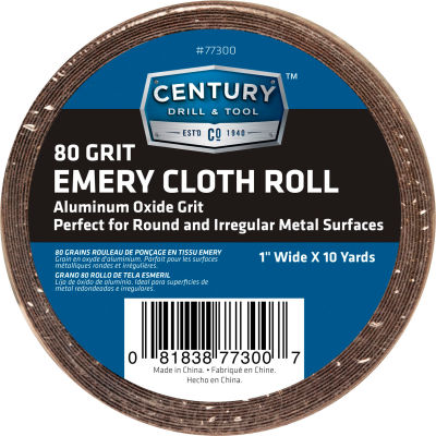 Century Drill 77300 Emery Cloth Shop Roll 10 Yards 1" Wide 80 Grit