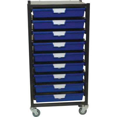 StorSystem Metal Tote Cart CE2301PR-9S - 9 Extra Wide Red Totes 21-7/8" x 17-7/8" x 40-3/4"