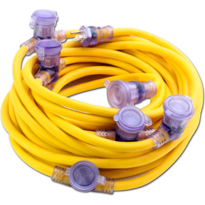 Pro Cap® D12421050 Multi Outlet Extention Cord With 50 ft Cord, 12/3 Awg Sz, Yellow