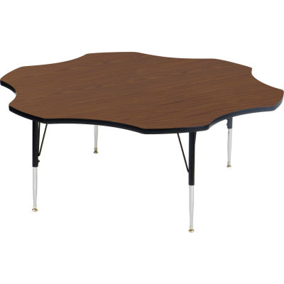 Activity Tables, 60"L x 60"W, Standard Height, Flower - Walnut