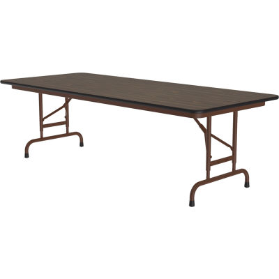 Correll Adjustable Height Melamine Folding Table, 30" x 72", Walnut