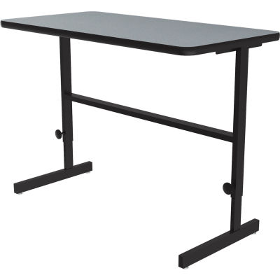 Correll Adjustable Standing Height Workstation - 48"L x 24"W x 34" to 42" - Gray Granite