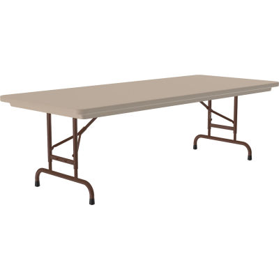 Correll Adjustable Height Plastic Folding Table, 30" x 60", Beige