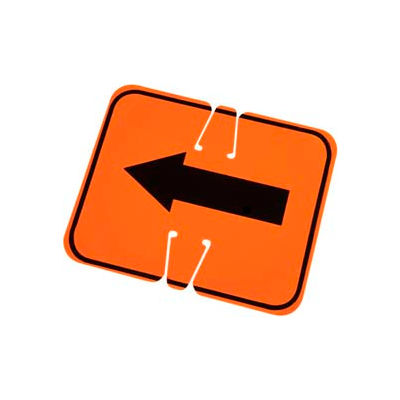 Cone Sign- Keep Left, Black On Orange W/ Arrow, One Sided - Pkg Qty 5