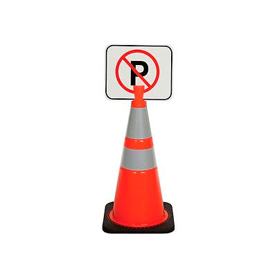 Cone Sign - No Parking, 13" x 11", Black on Orange, 1 Each