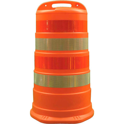 Cortina Traffic Barrel Drum With (4) 4" Diamond Grade Reflective Stripes, HDPE, 03-780-4FP