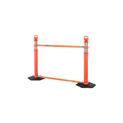 Retractable Cone Bar Barricade System, 2 Delineators, 2 Cone Bars, 2 10Lb Bases