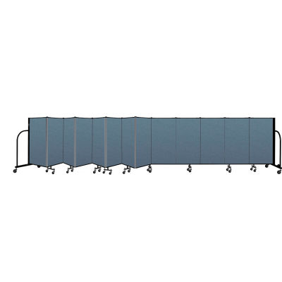 Screenflex Portable Room Divider 13 Panel, 4'H x 24'1"L, Fabric Color: Blue