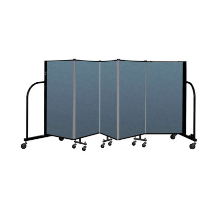 Screenflex Portable Room Divider 5 Panel, 4'H x 9'5"L, Fabric Color: Blue