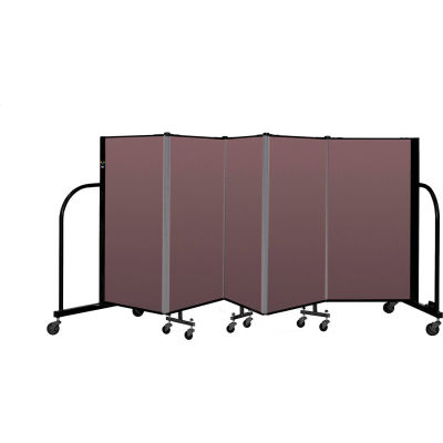 Screenflex Portable Room Divider 5 Panel, 4'H x 9'5"L, Fabric Color: Mauve