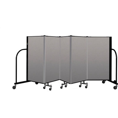 Screenflex Portable Room Divider 5 Panel, 4'H x 9'5"L, Vinyl Color: Gray