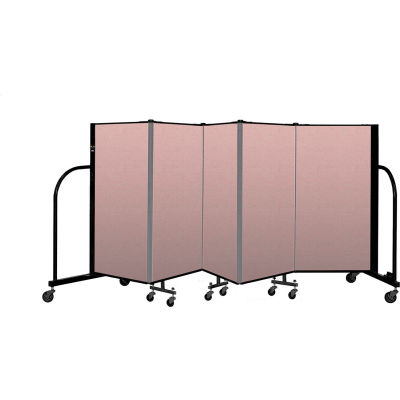 Screenflex Portable Room Divider 5 Panel, 4'H x 9'5"L, Vinyl Color: Mauve