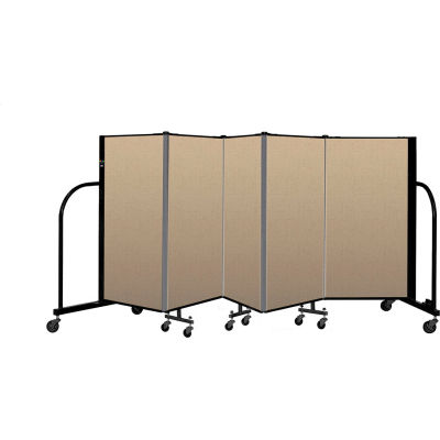 Screenflex Portable Room Divider 5 Panel, 4'H x 9'5"L, Vinyl Color: Oatmeal