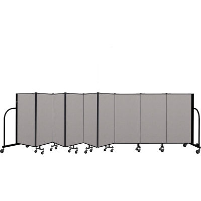 Screenflex Portable Room Divider 9 Panel, 4'H x 16'9"L, Vinyl Color: Gray