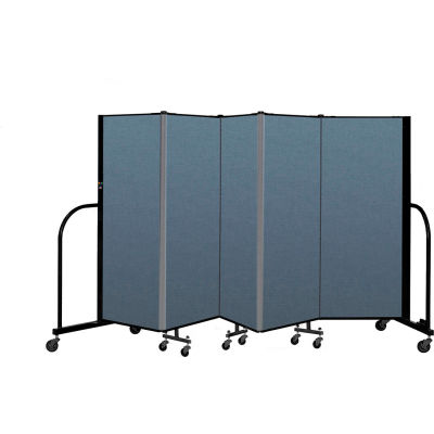 Screenflex Portable Room Divider 5 Panel, 5'H x 9'5"L, Fabric Color: Blue