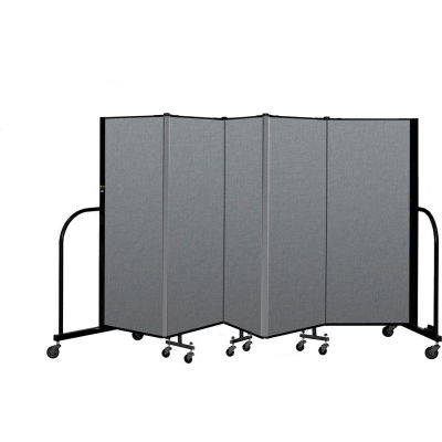 Screenflex Portable Room Divider 5 Panel, 5'H x 9'5"L, Fabric Color: Gray