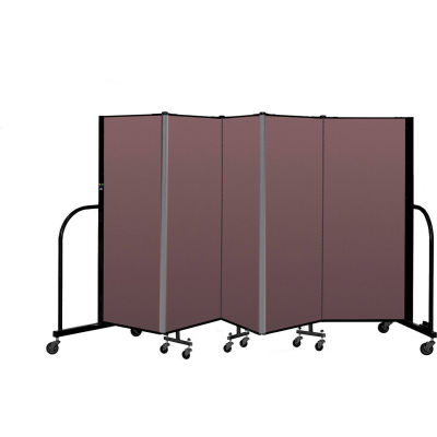 Screenflex Portable Room Divider 5 Panel, 5'H x 9'5"L, Fabric Color: Mauve