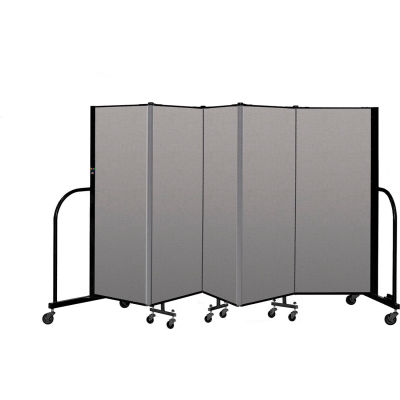 Screenflex Portable Room Divider 5 Panel, 5'H x 9'5"L, Vinyl Color: Gray