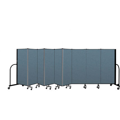 Screenflex Portable Room Divider 9 Panel, 5'H x 16'9"W, Fabric Color: Blue