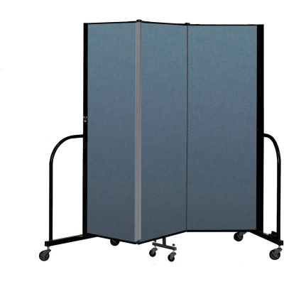 Screenflex Portable Room Divider 3 Panel, 6'H x 5'9"W, Fabric Color: Blue