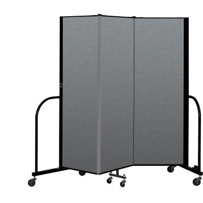 Screenflex Portable Room Divider 3 Panel, 6'H x 5'9"L, Fabric Color: Gray