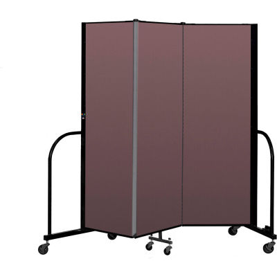 Screenflex Portable Room Divider 3 Panel, 6'H x 5'9"L, Fabric Color: Mauve