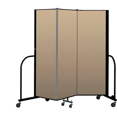 Screenflex Portable Room Divider 3 Panel, 6'H x 5'9"L, Vinyl Color: Oatmeal