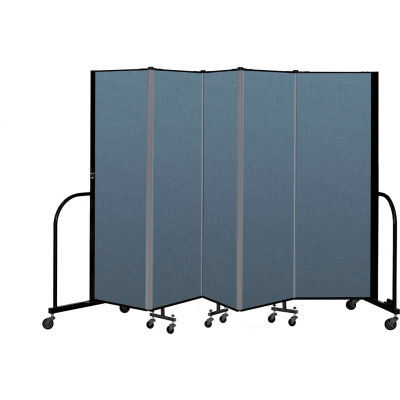 Screenflex Portable Room Divider 5 Panel, 6'H x 9'5"L, Fabric Color: Blue