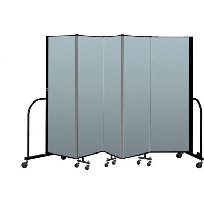 Screenflex Portable Room Divider 5 Panel, 6'H x 9'5"L, Vinyl Color: Blue