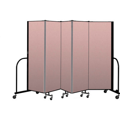 Screenflex Portable Room Divider 5 Panel, 6'H x 9'5"L, Vinyl Color: Mauve