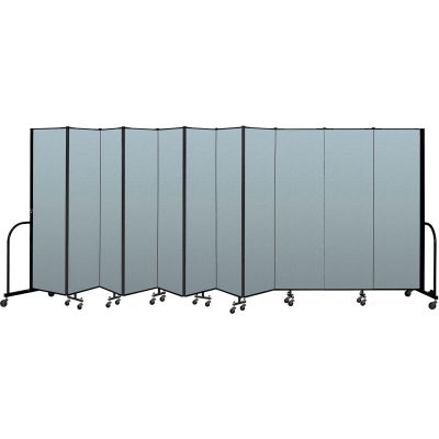 Screenflex Portable Room Divider 11 Panel, 6'8"H x 20'5"L, Vinyl Color: Blue