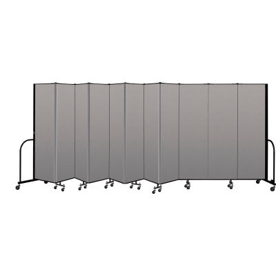 Screenflex Portable Room Divider 11 Panel, 6'8"H x 20'5"L, Vinyl Color: Gray