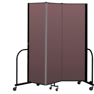 Screenflex Portable Room Divider 3 Panel, 6'8"H x 5'9"L, Fabric Color: Mauve