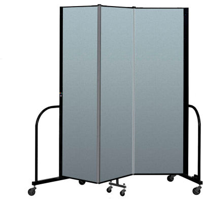 Screenflex Portable Room Divider 3 Panel, 6'8"H x 5'9"L, Vinyl Color: Blue