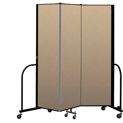 Screenflex Portable Room Divider 3 Panel, 6'8"H x 5'9"L, Vinyl Color: Oatmeal