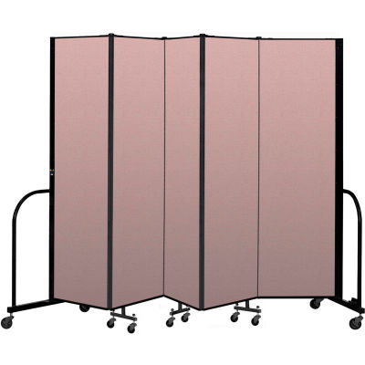 Screenflex Portable Room Divider 5 Panel, 6'8"H x 9'5"L, Vinyl Color: Mauve