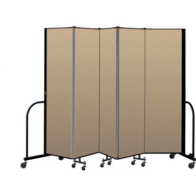 Screenflex Portable Room Divider 5 Panel, 6'8"H x 9'5"L, Vinyl Color: Oatmeal